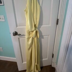 Banana Republic Bettina Satin halter maxi dress Xl Yellow Lotus